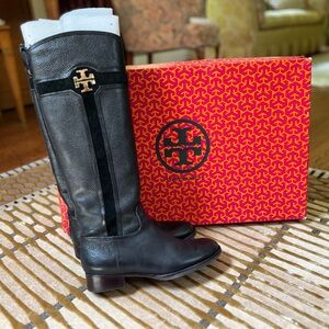 Tory Burch Black Suede Tall Boots